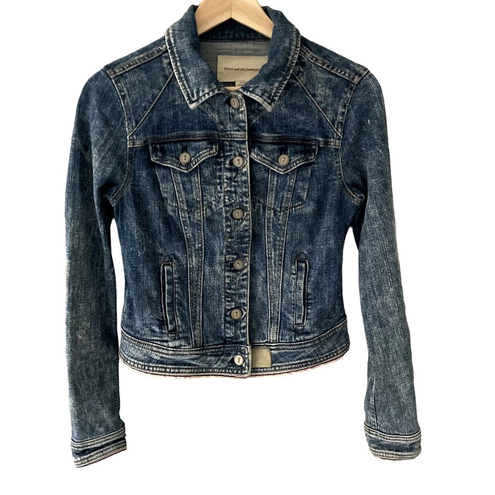 Pilcro and the Letterpress Anthropologie Denim Jacket - Ribbon Trim - XS